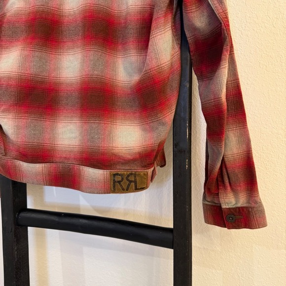 RRL Ralph Lauren Jacket Mens Large Wool Blend Plaid Red - Picture 2 of 6